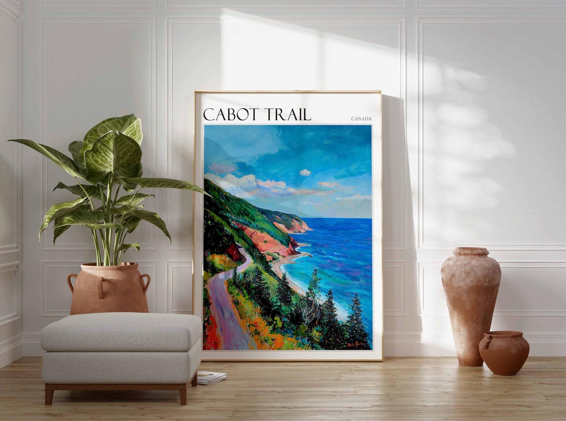 Cabot Trail Canada Evergreen Forest Road to Turquoise Sea Poster - Image 2