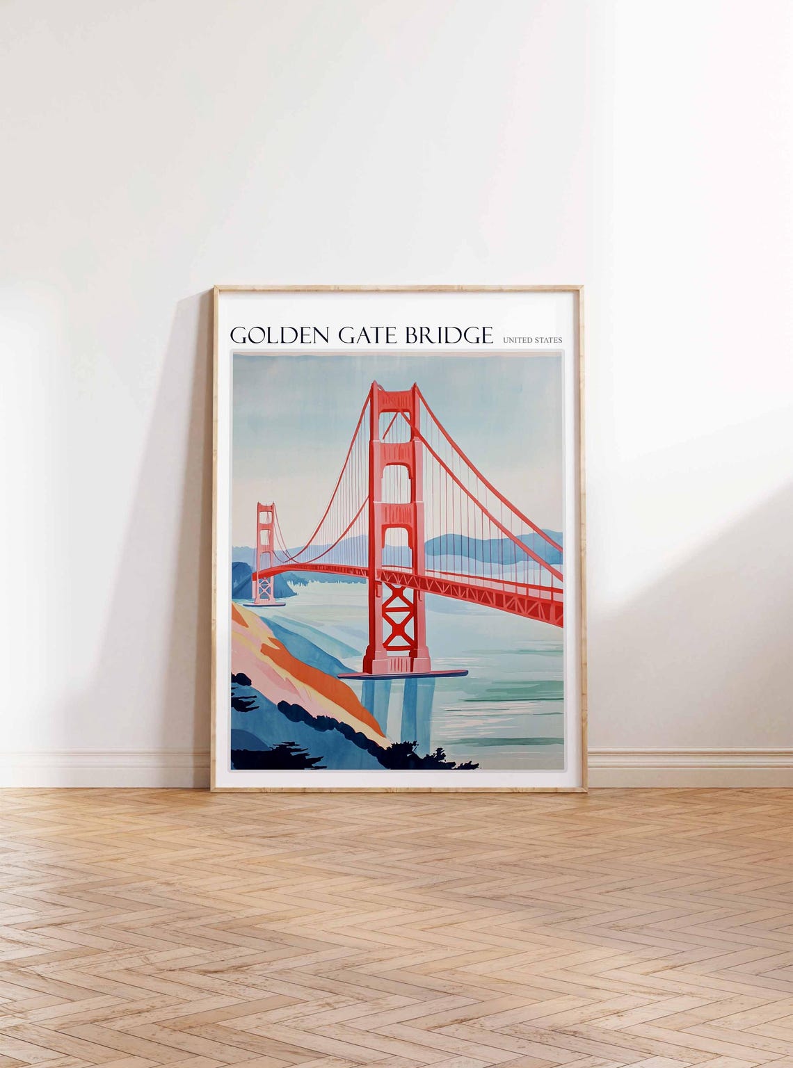 Golden Gate Bridge Tall Tower Pastel Cliff Seaside Art Poster - Image 3