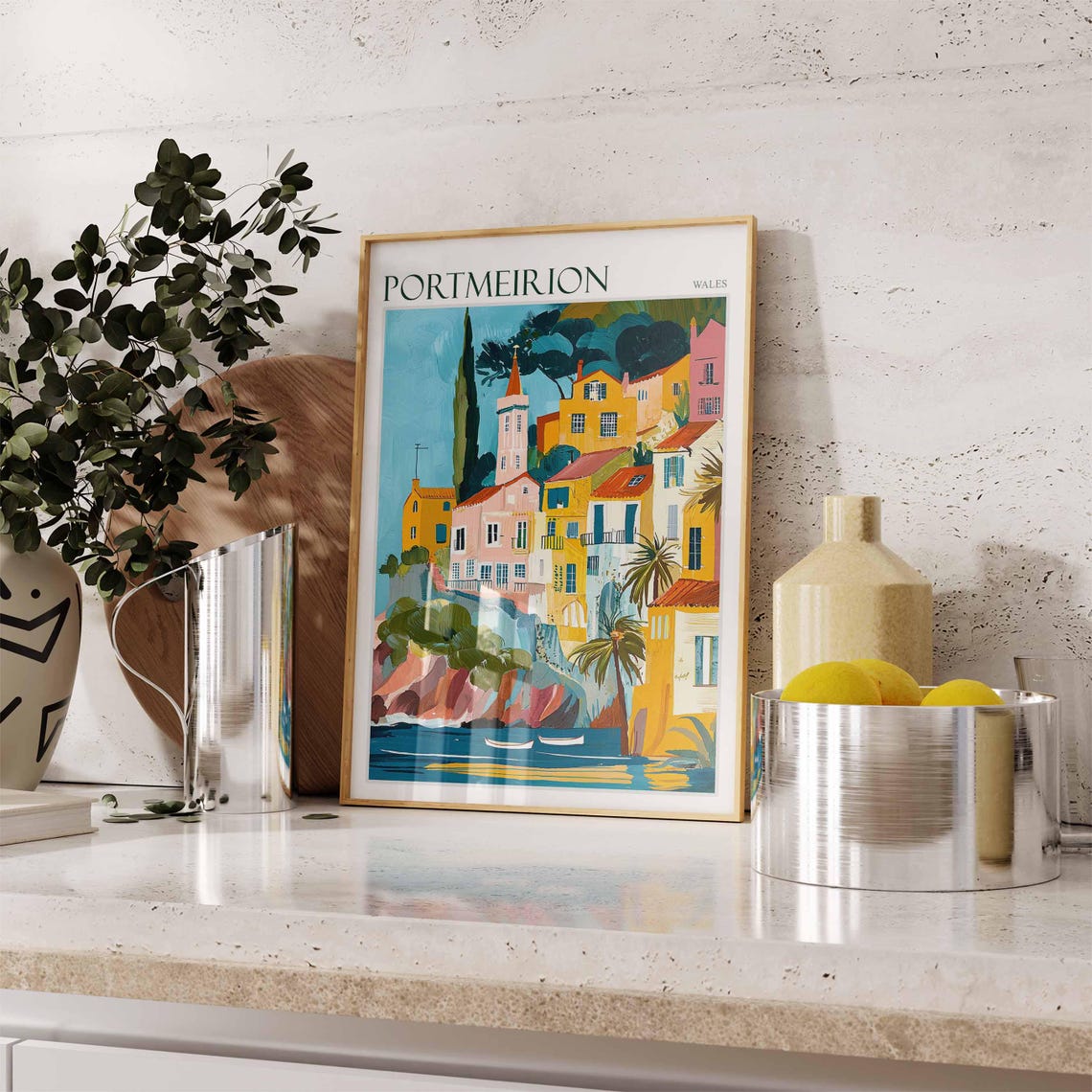 Portmeirion Poster Wales Poster Uk Travel Poster Coastal Wall Art British Decor European Travel Poster Uk Landscape Poster Uk Print - Image 3