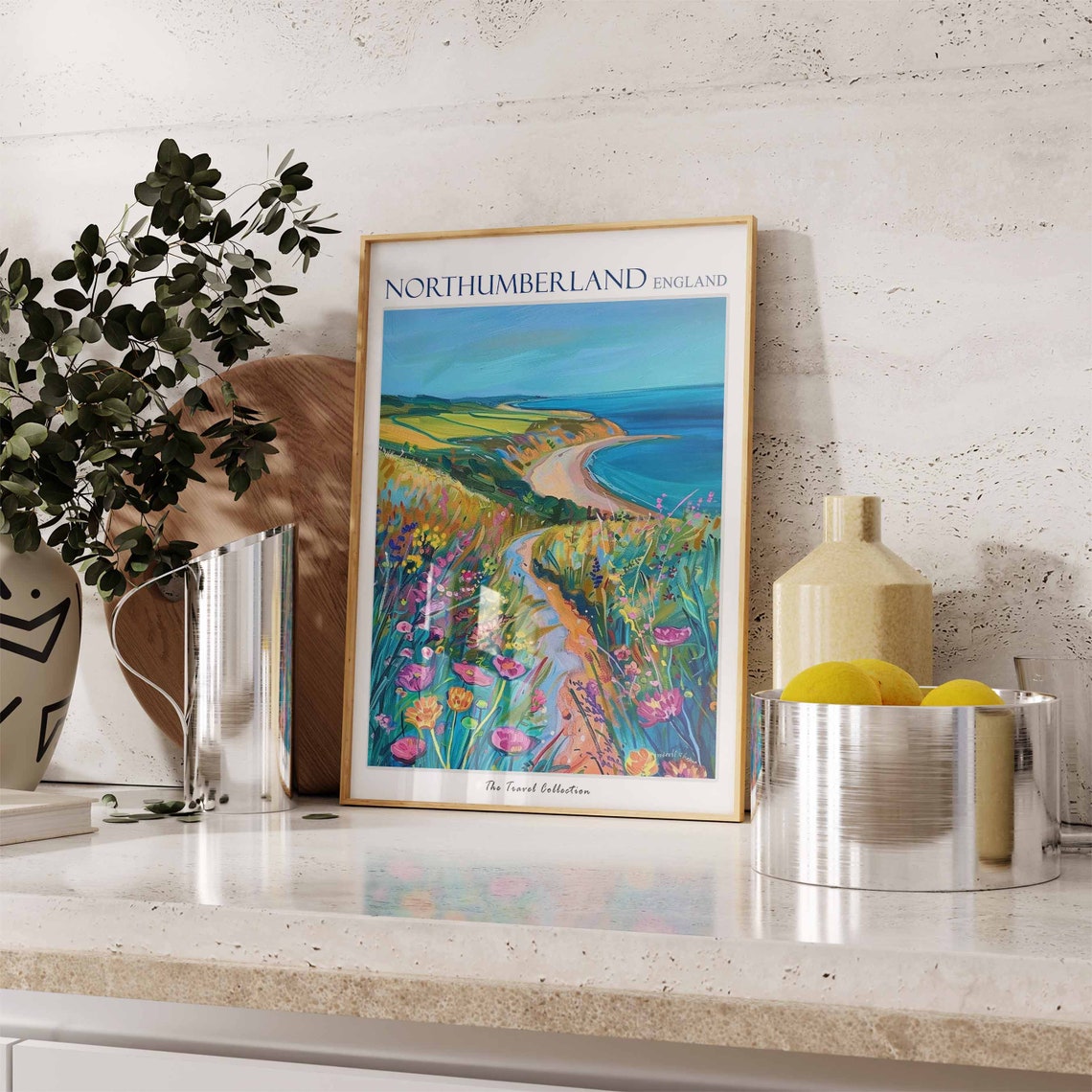 Northumberland Coastal Path Wildflower Meadow England Poster - Image 3