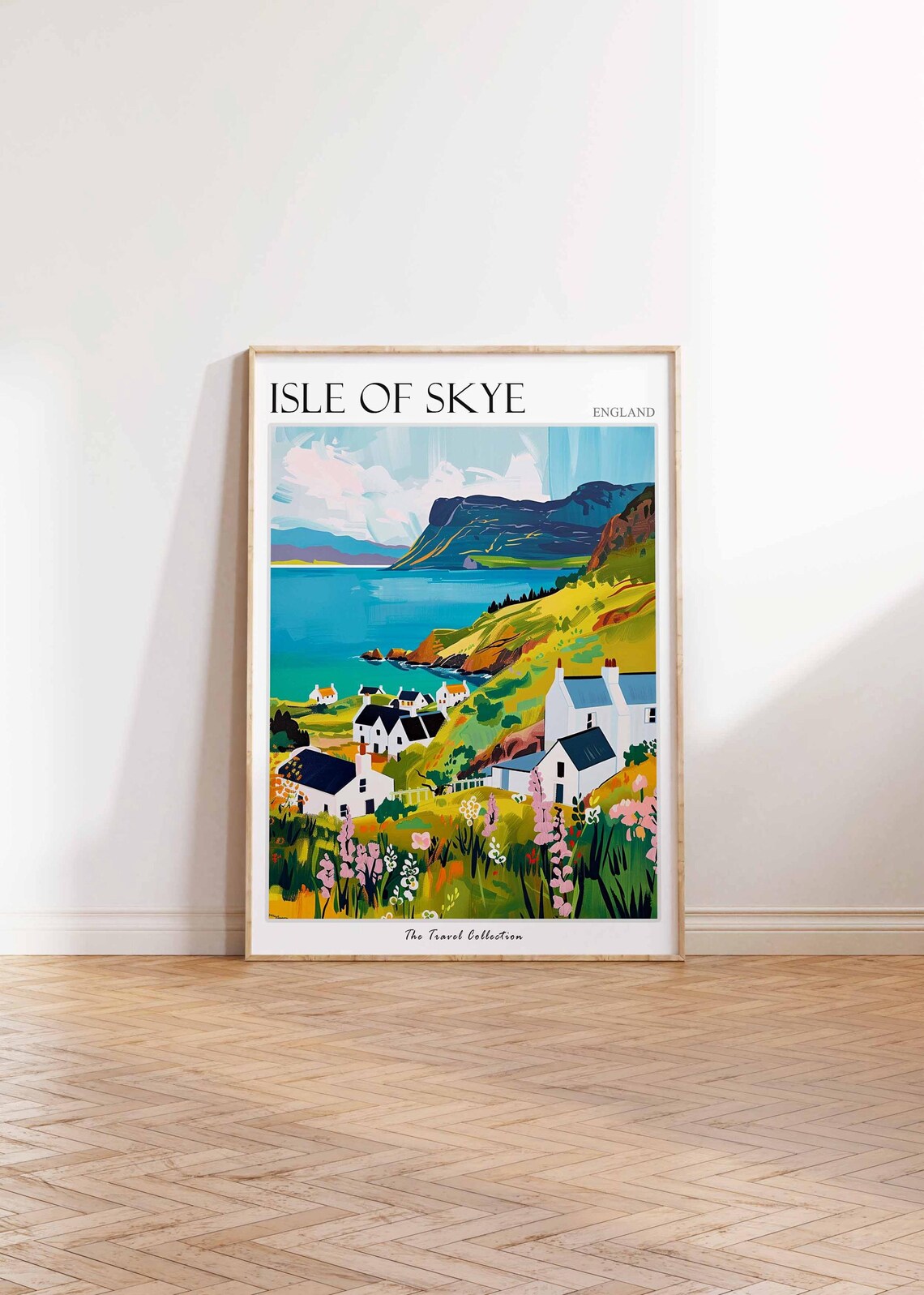 Isle of Skye Cottages Turquoise Bay Travel Poster Mountain Coastal Art - Image 2