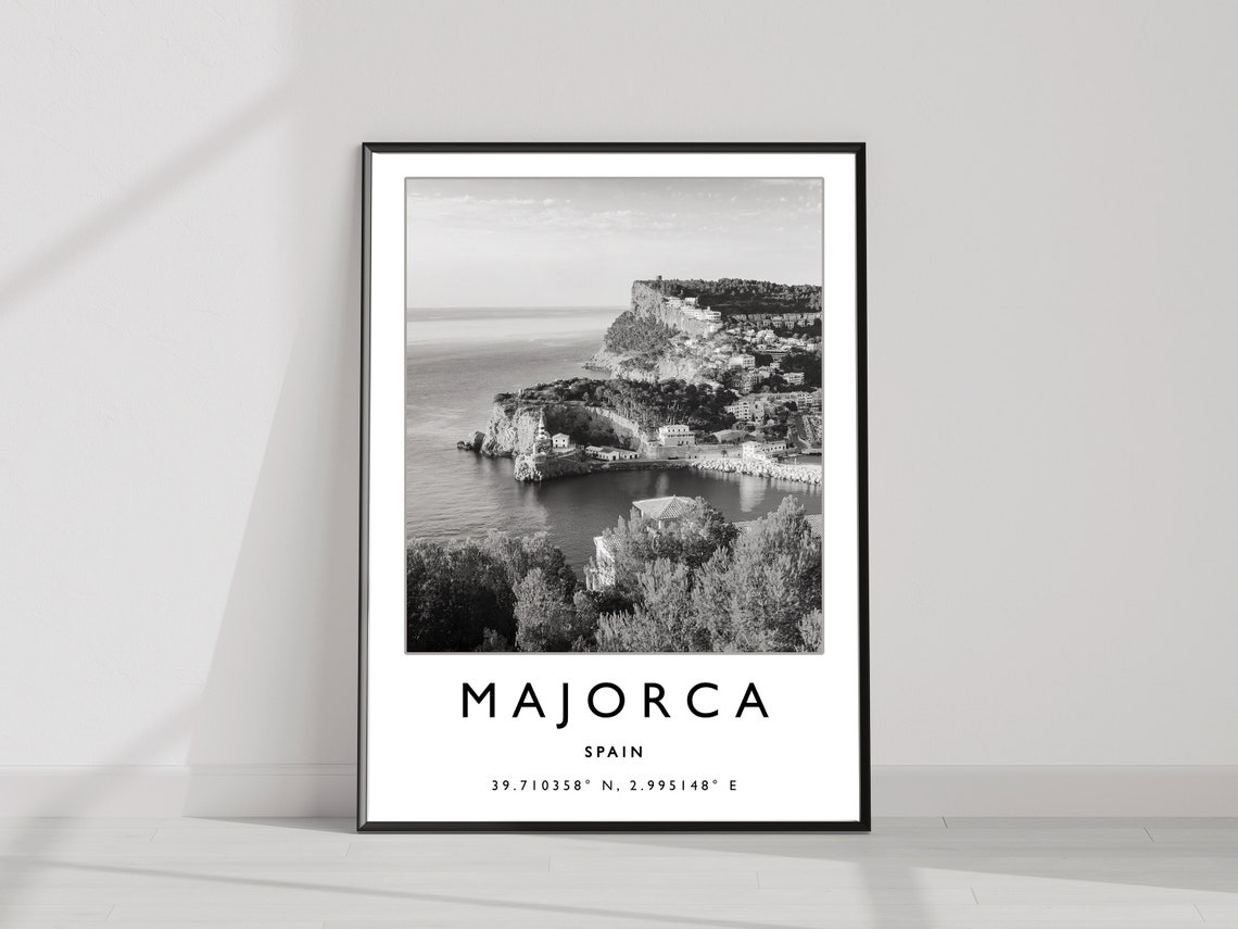 Majorca Spain Black And White Coastal Cliffs Travel Photo Poster - Image 3