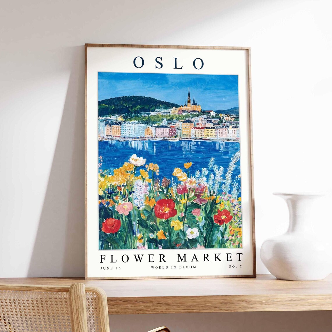 Oslo Flower Market Cathedral Hill Red Poppies Garden Art Poster