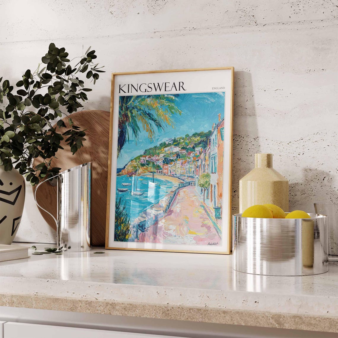 Kingswear Poster English Riviera Poster Uk Travel Poster Coastal Wall Art British Decor Kingswear Travel Print Kingswear Wall Decor - Image 2