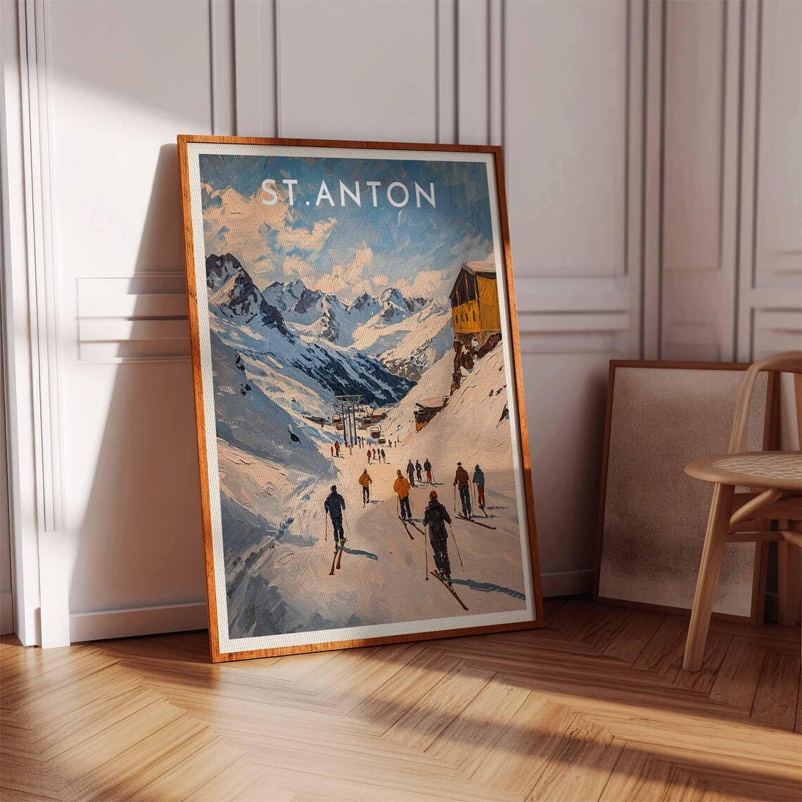 St Anton Austria Chairlift Skiers Sunny Alpine Slope View Poster - Image 3