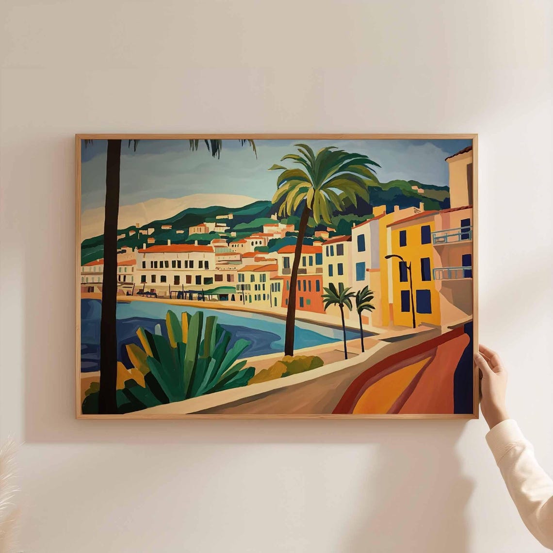 Cannes Poster France Travel Print French Riviera Wall Art Coastal Decor Beach Europetravel