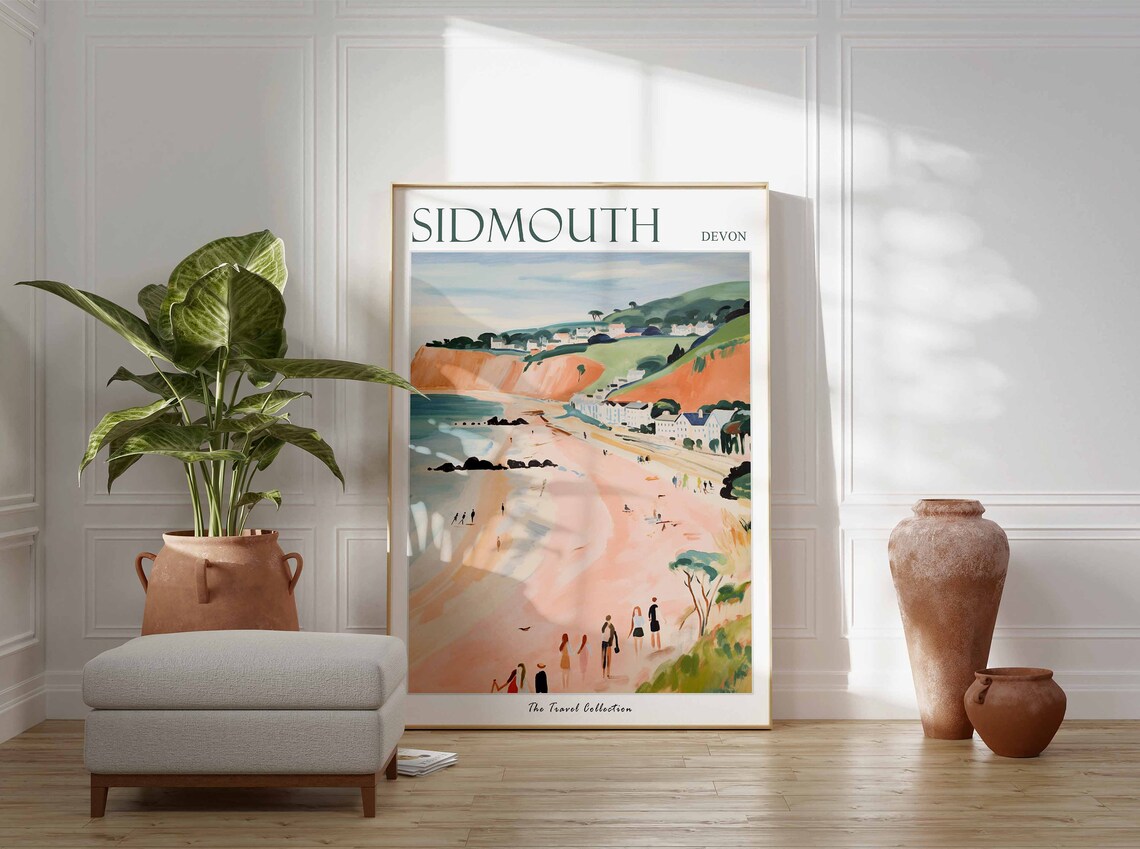 Sidmouth Travel Poster, Devon Coastal Wall Art Print - Image 3