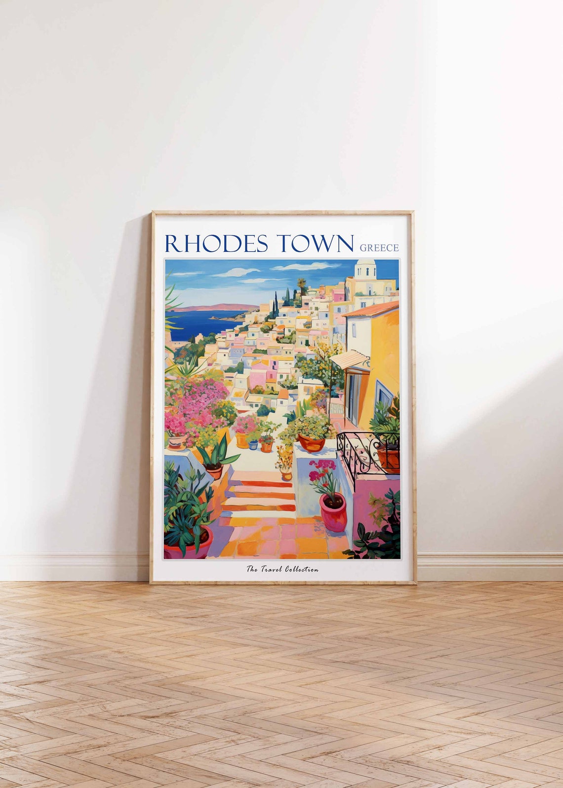 Rhodes Town Poster Rhodes Town Travel Print Greek Travel Poster Greek Gift European City Print Greek Art Rhodes Gift Greek Decor - Image 3