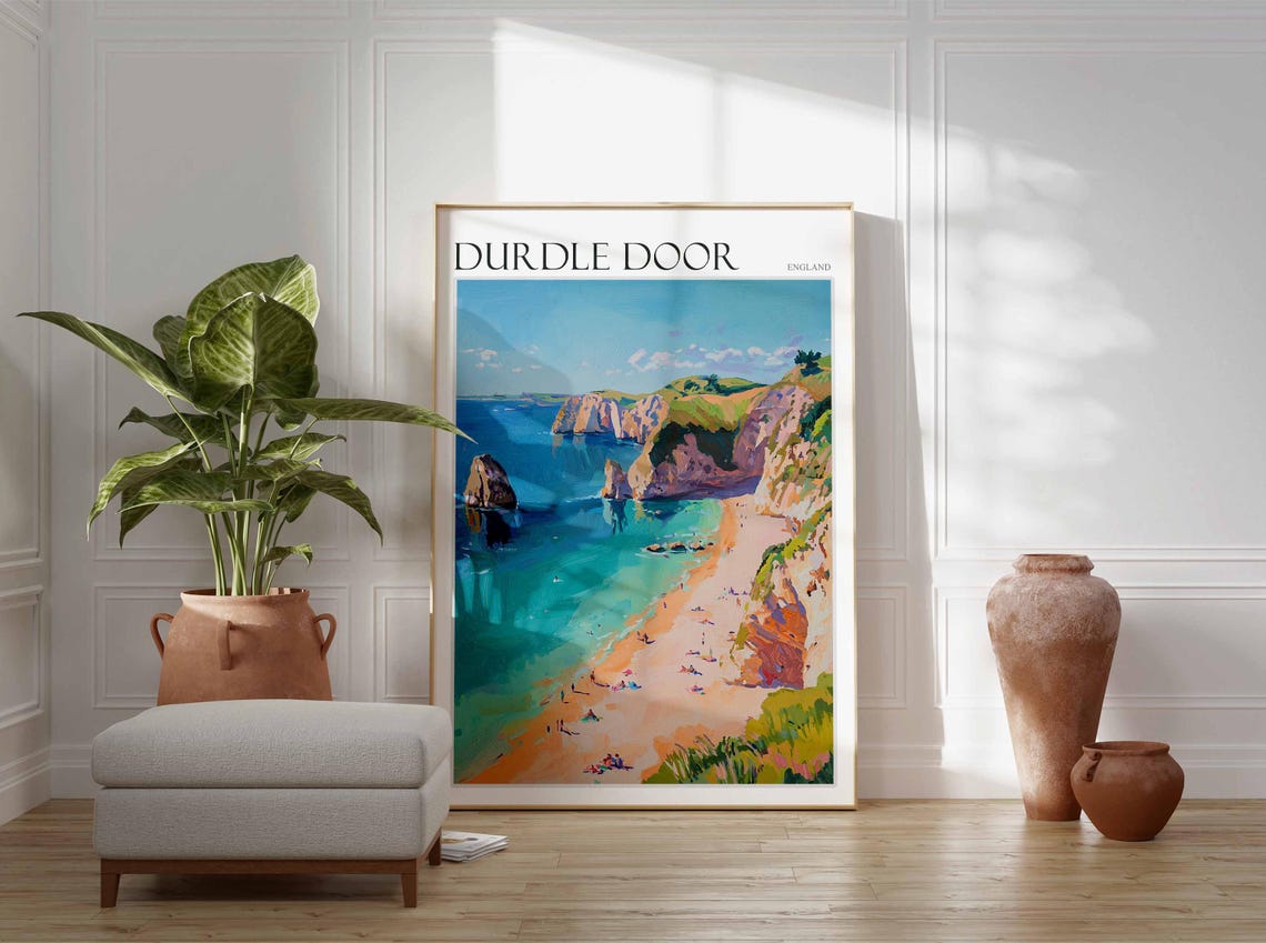 Durdle Door England Jurassic Coast Beach and Sea Cliffs Poster - Image 3