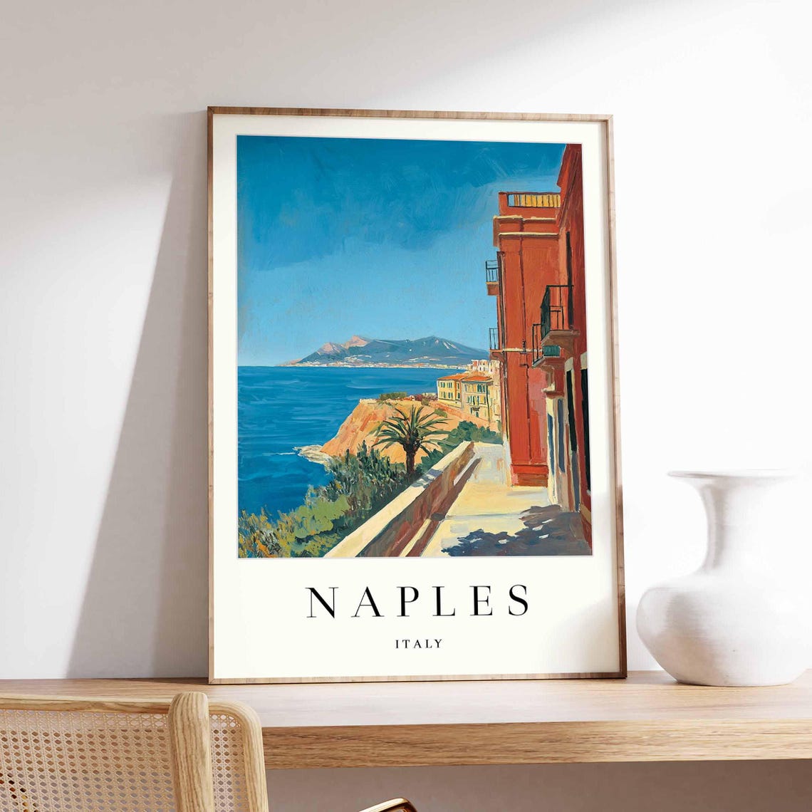 Naples Italy Bay View Terrace Over Mount Vesuvius Art Poster