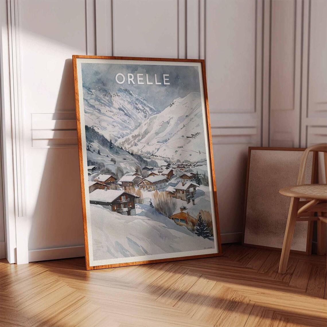 Skiing Travel Poster Orelle Ski Print France Travel Print Skiing Art Skiing Print Winter Sport Art Ski Gift - Image 3