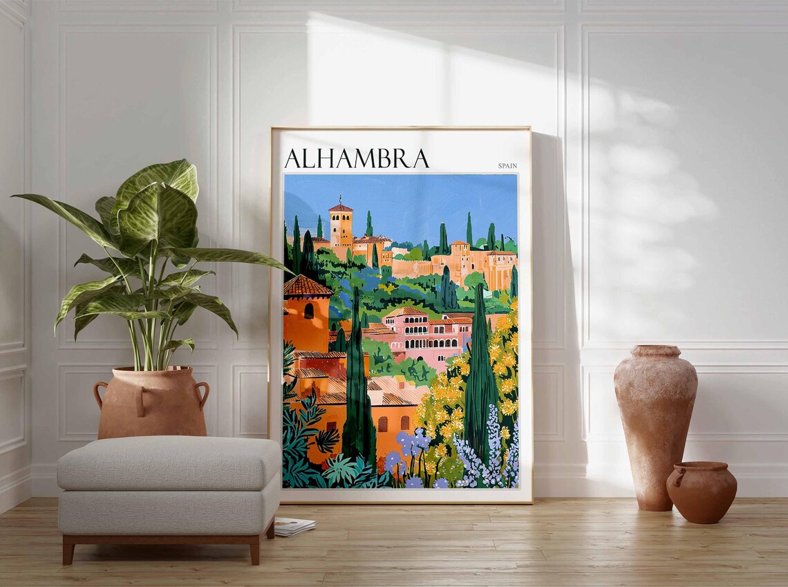 Alhambra Spain Travel Poster, European Decor - Image 2