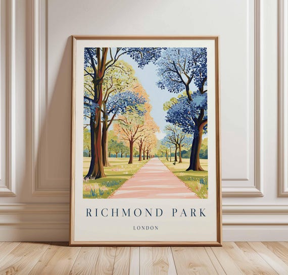 Richmond Park Travel Poster London Deer Print