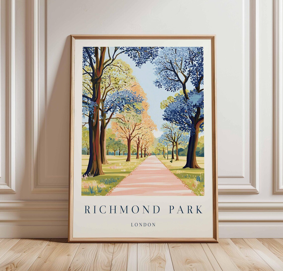 Richmond Park London Colorful Autumn Avenue Tree Lined Travel Print