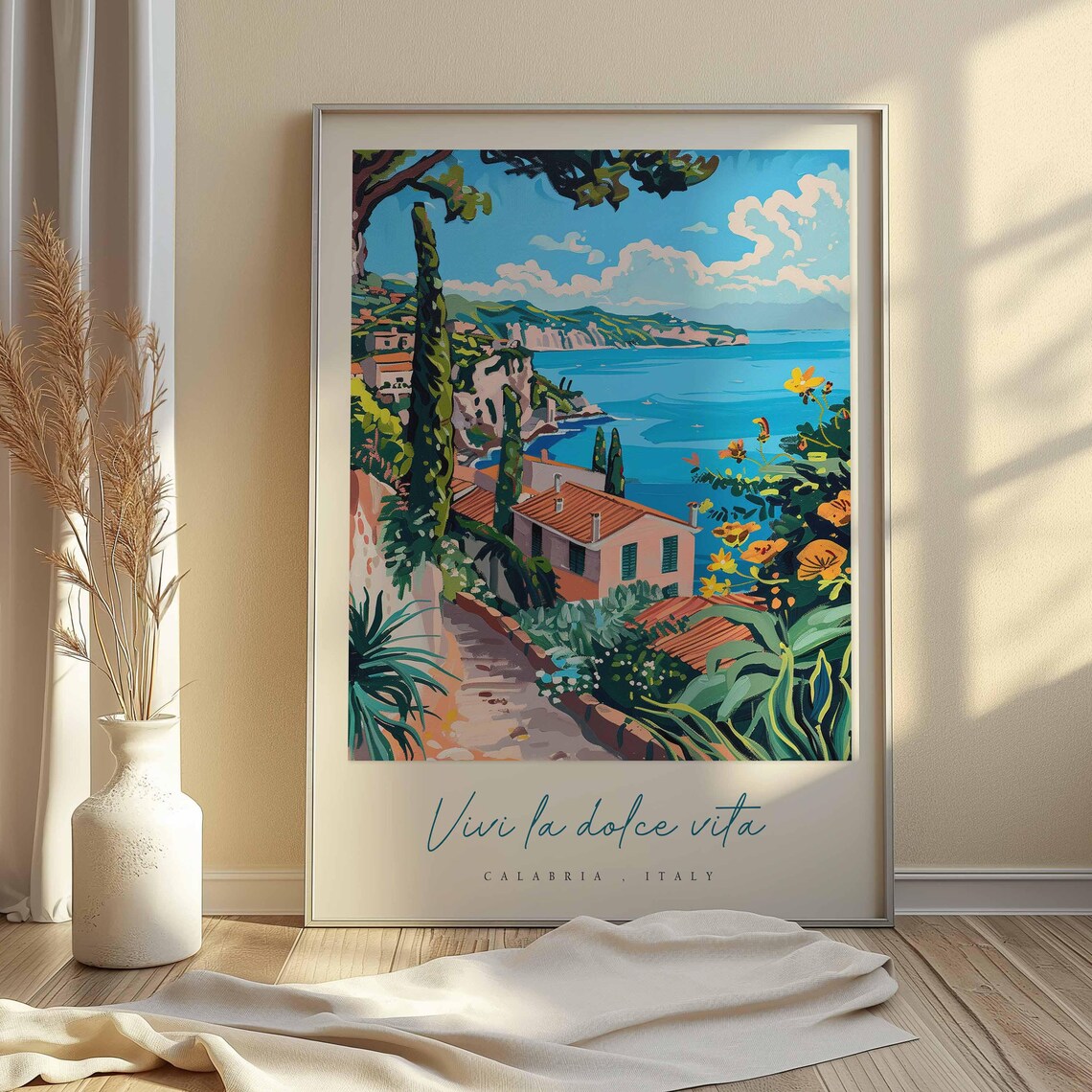 Vivi la Dolce Vita Calabria Italy Cypress Coastal Path Poster - Image 2