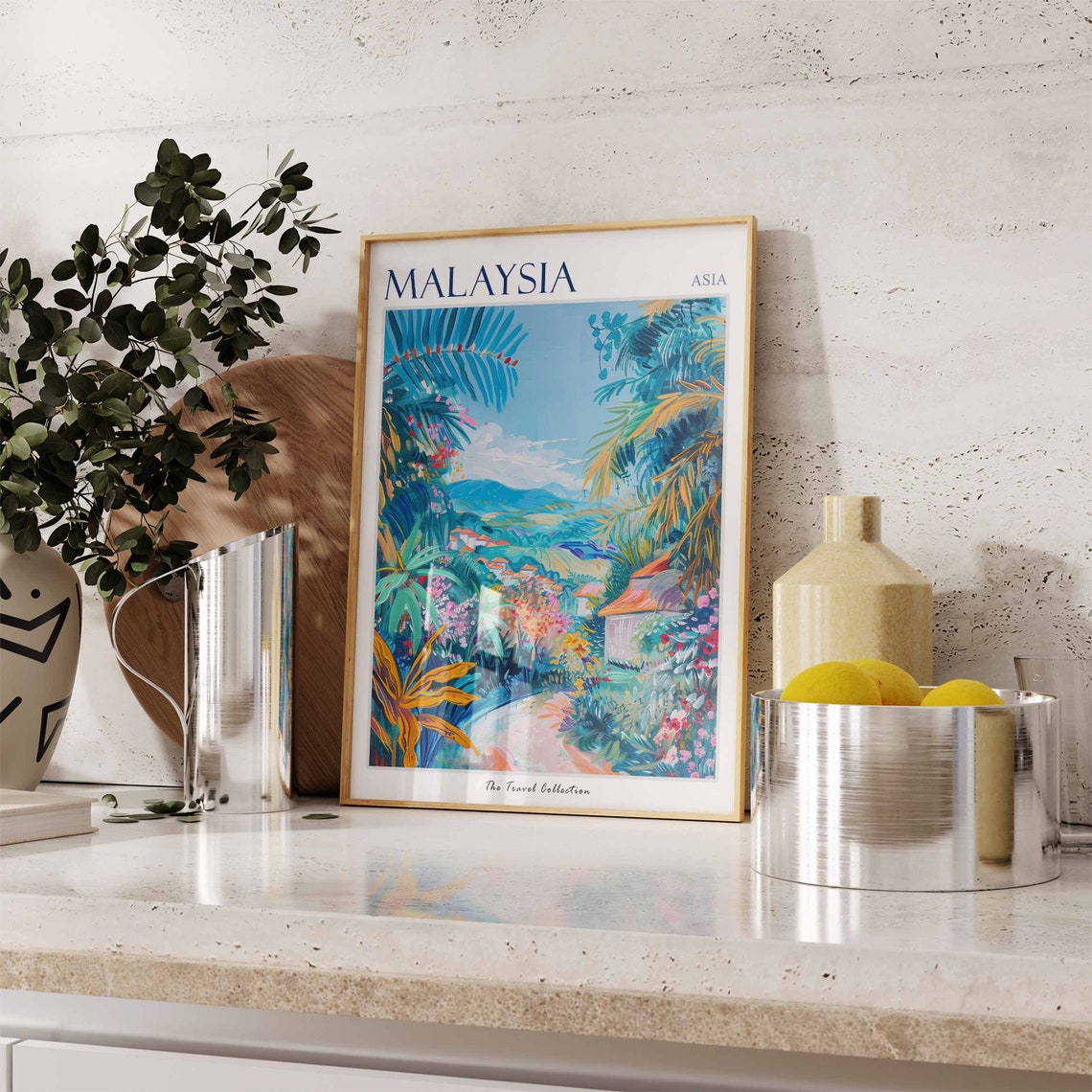Malaysia Asia Tropical Village Path Palms Bright Jungle Poster - Image 3