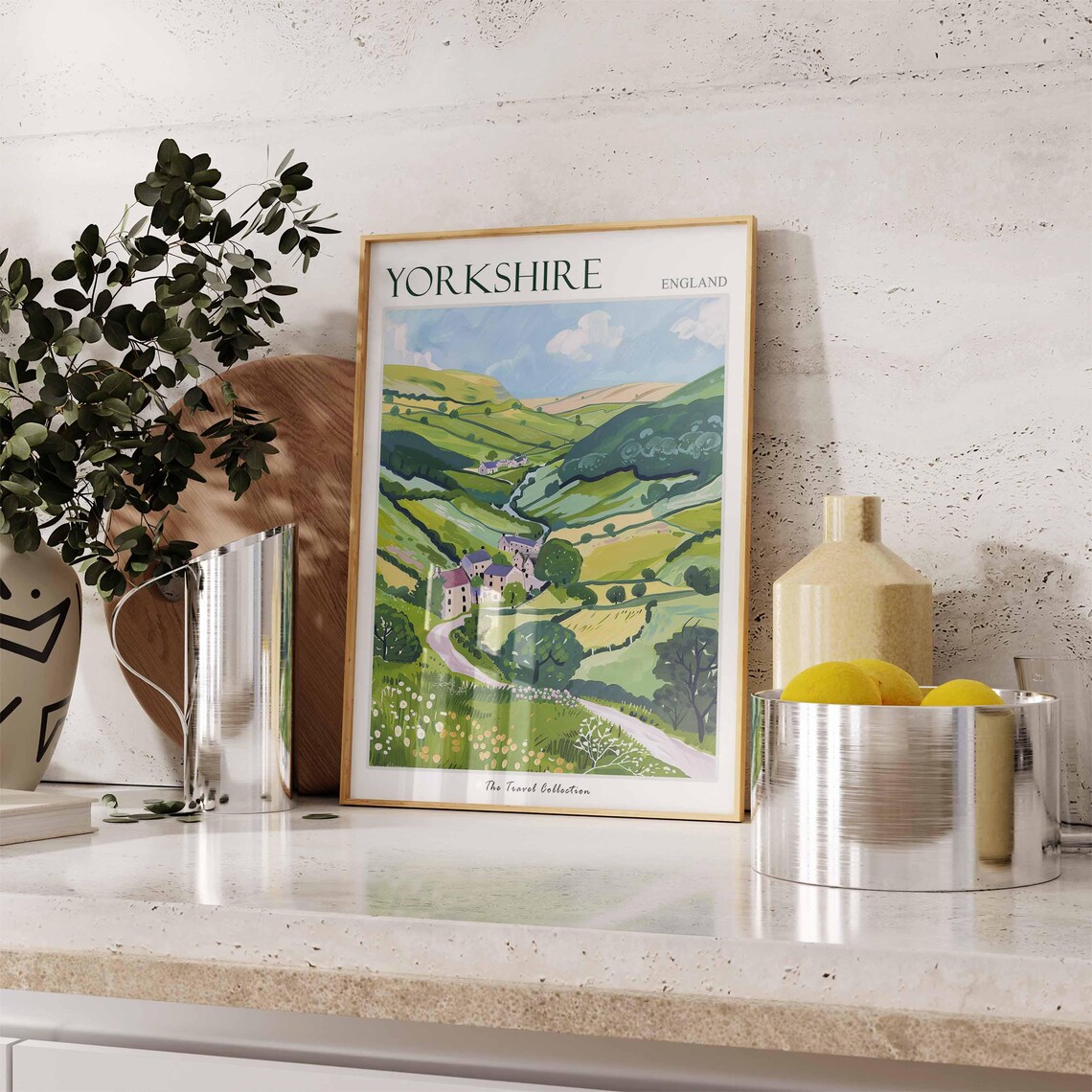 Yorkshire Dales Green Valley Stone Village Winding Road Poster - Image 3