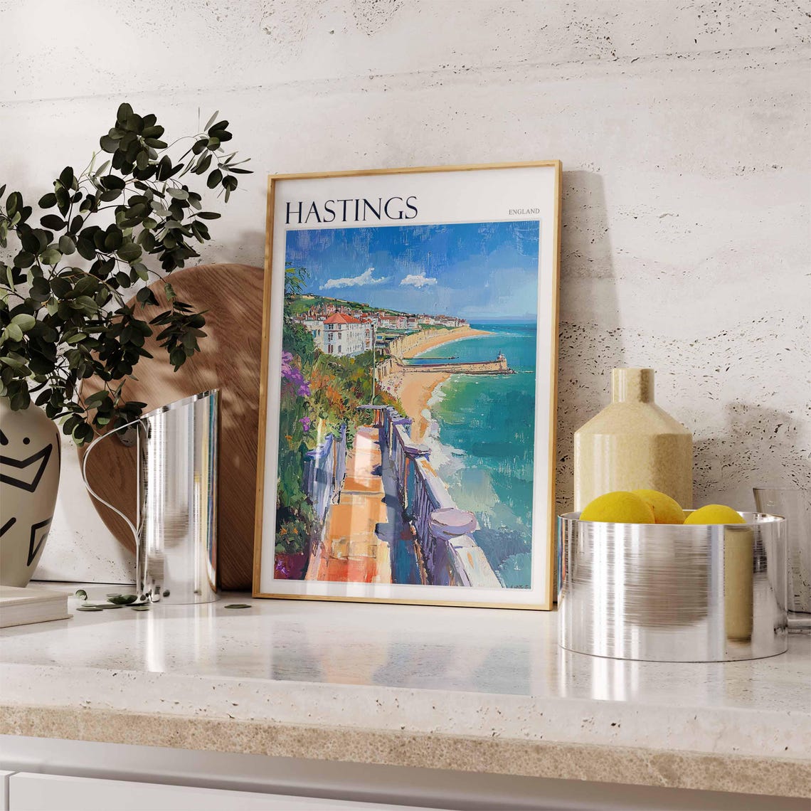 Hastings England Promenade Steps Gardens Harbour Arm Beach Poster - Image 2