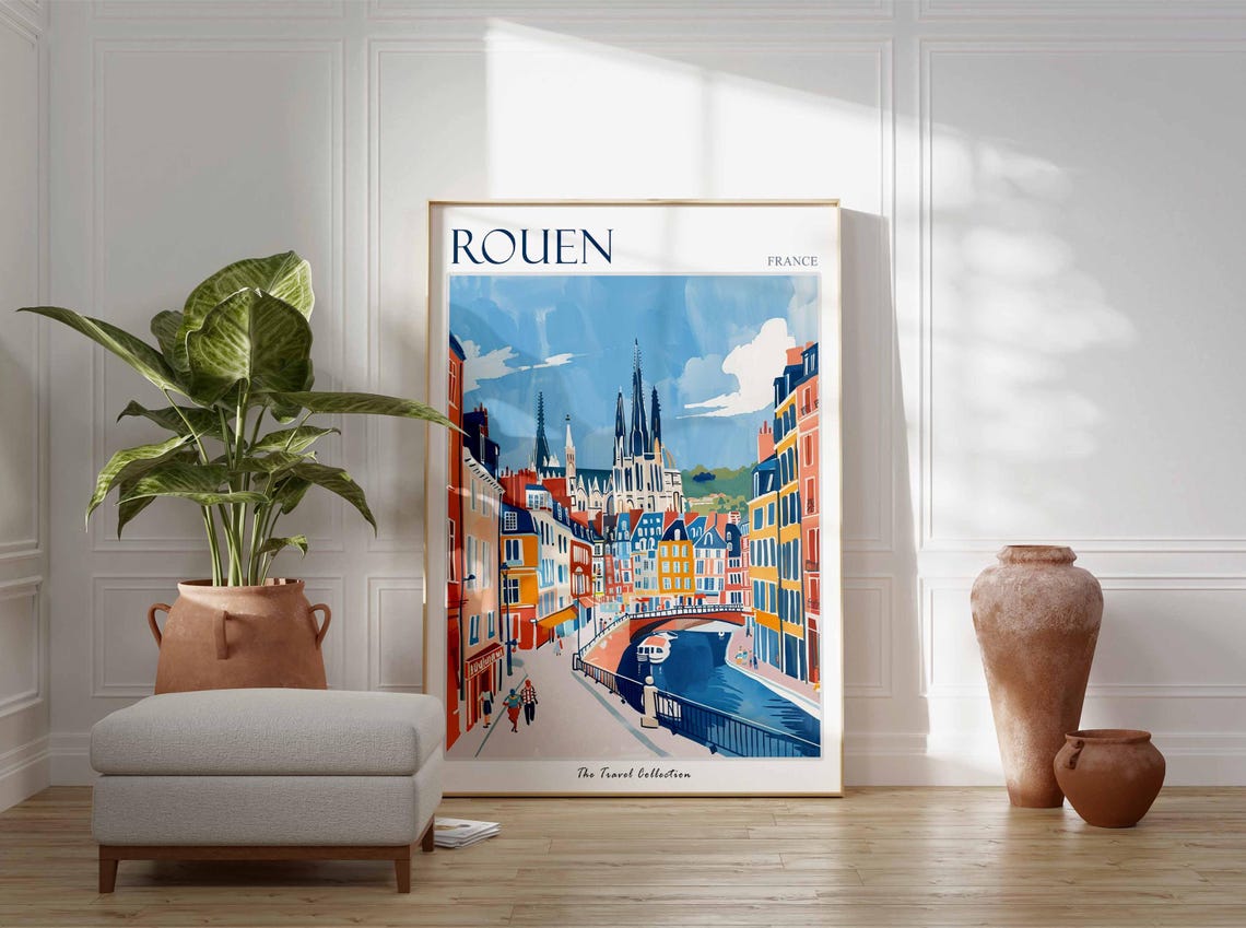 Rouen Poster France Travel Print French Decor Europe Travel Poster European Wall Art City Print Rouen Gift Rouen Travel Poster - Image 3