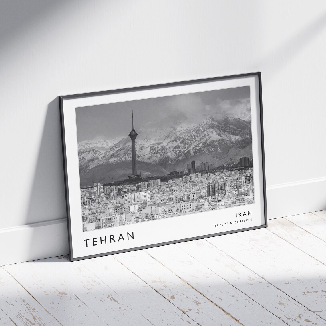 Tehran Travel Poster, Black and White Travel Art - Image 2