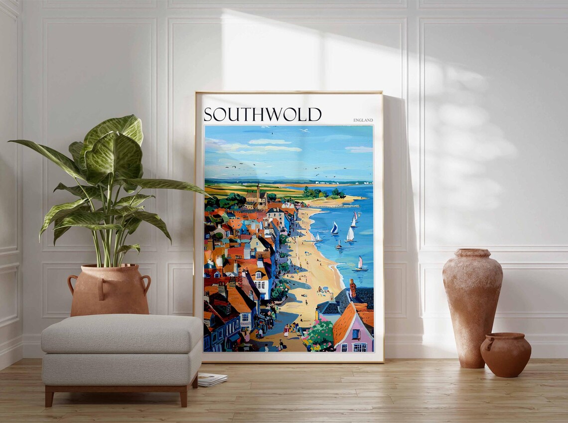 Southwold Aerial Town Beach Sailing Boats Summer Poster England - Image 2