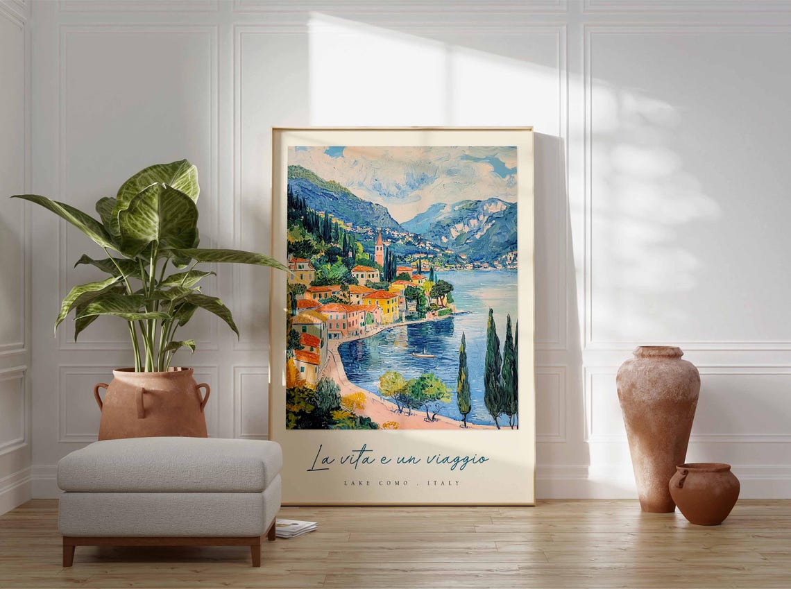 Lake Como Poster Italian Travel Print Lake Como Travel Art Lake Como Wall Art Italy Art Italy Travel Decor Italian Travel Gift - Image 3