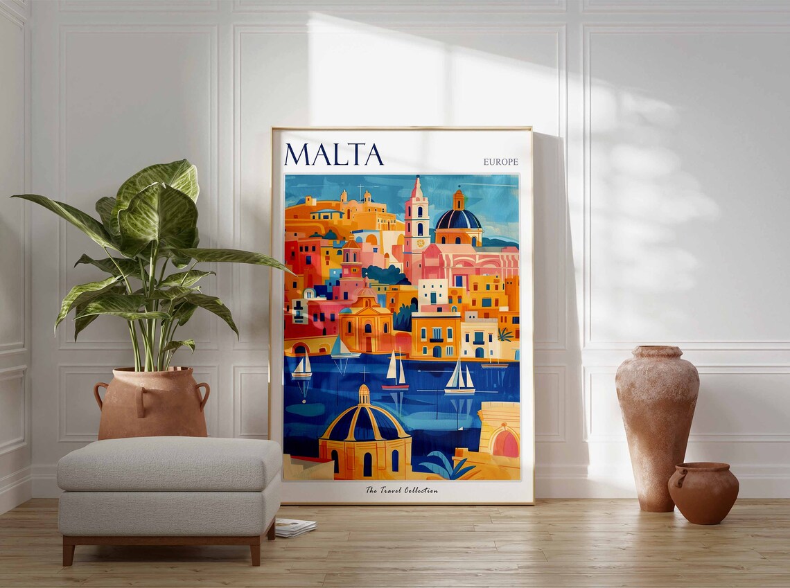 Malta Travel Poster, Tropical Sea Wall Art Print - Image 3