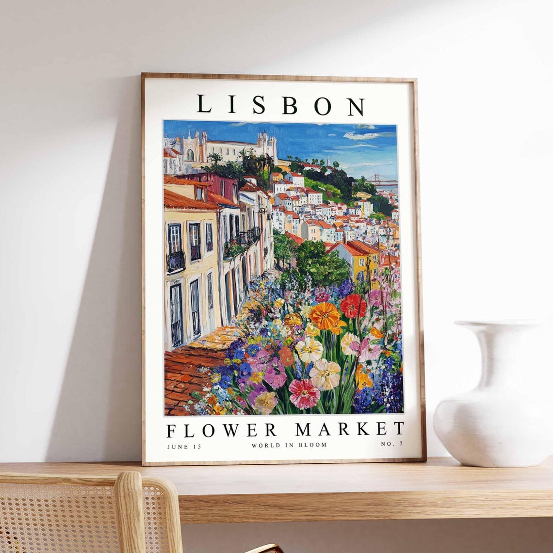 Lisbon Flower Market Poster Lisbonprint Portuguese Floral Wall Art Lisbonfloral Decor Botanical Europe Travel Print