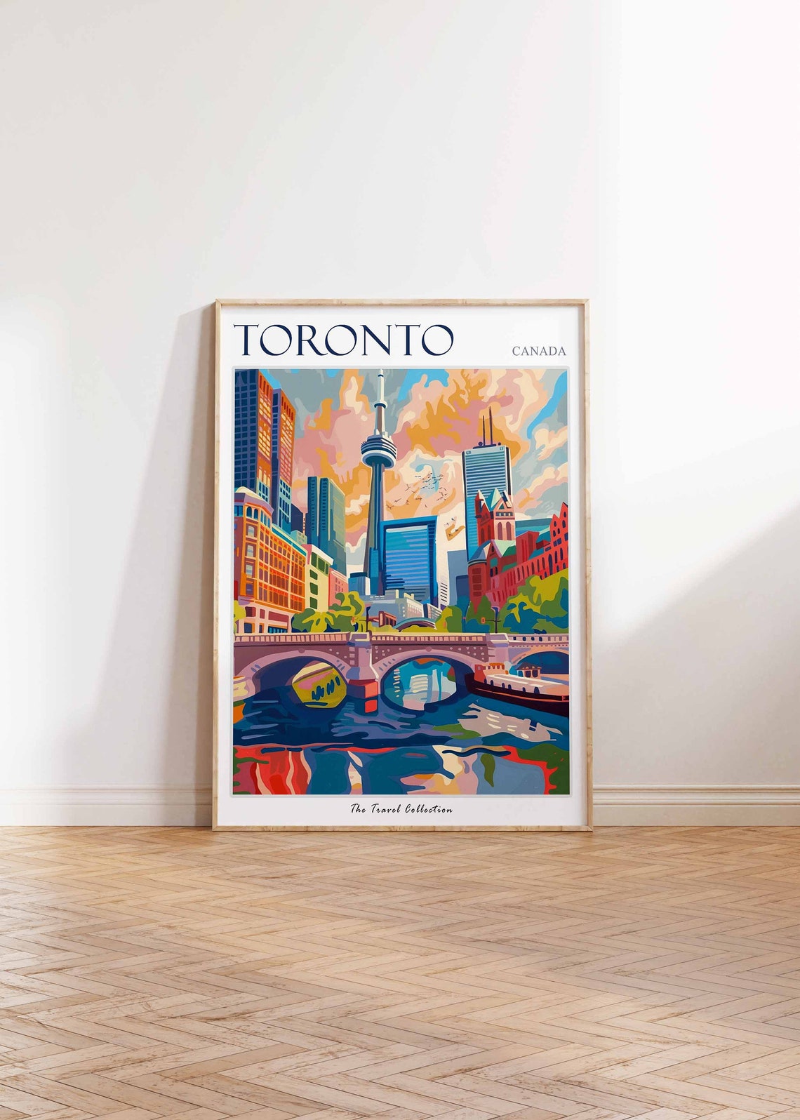 Toronto Canada CN Tower Riverside Bridge City Skyline Art Poster - Image 2