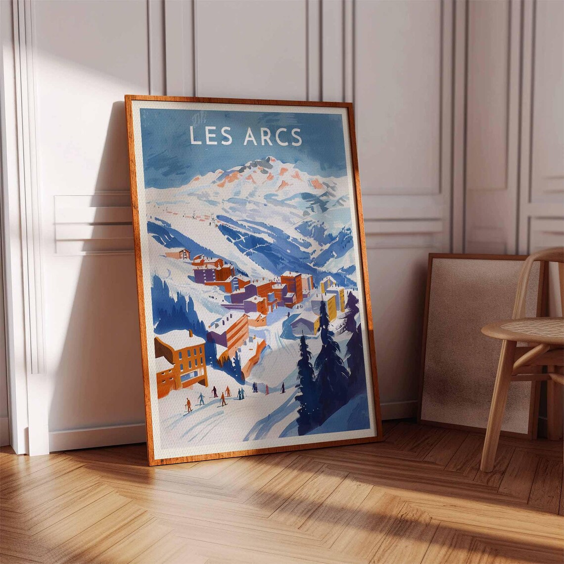 Les Arcs France Modernist Ski Resort Snowy Slopes Alpine Travel Poster - Image 3