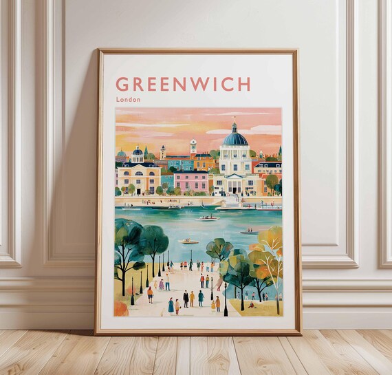 Greenwich London Riverside Park Domes Strolling People Poster