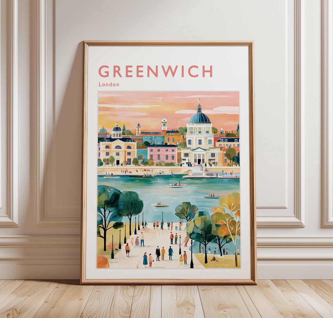 Greenwich London Riverside Park Domes Strolling People Poster