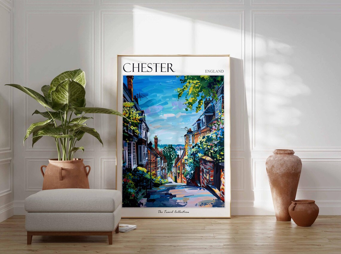 Chester Poster England Travel Print British Decor United Kingdom Travel Poster City Print Chester Gift Chester Travel Poster - Image 2