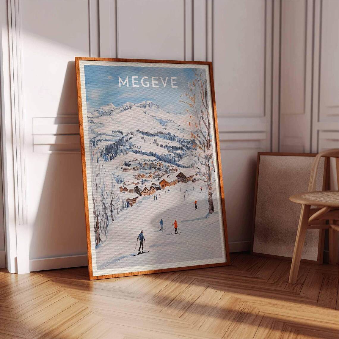 Megeve Frosted Pines Skiers Wide Snowy Slope Scenic Travel Poster - Image 3