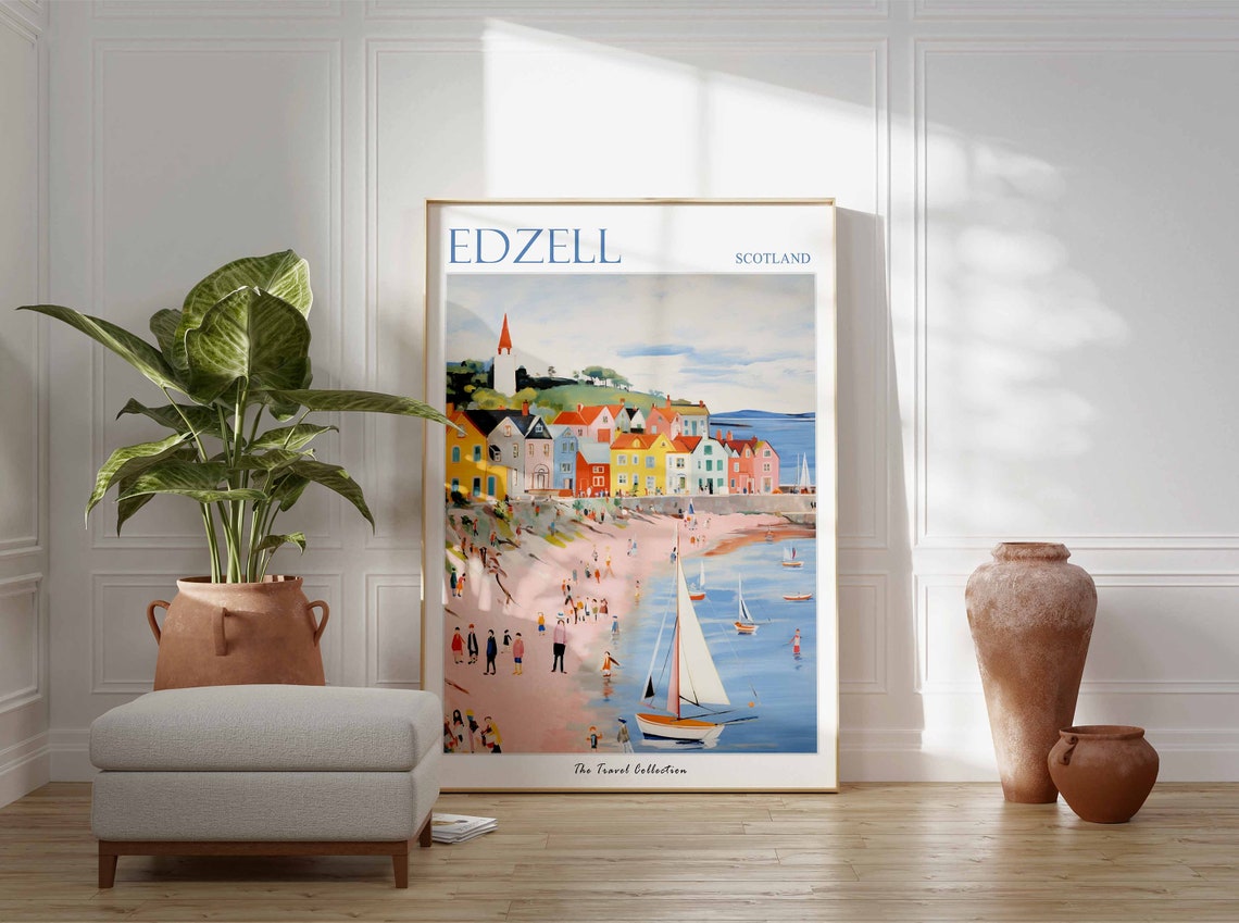 Edzell Poster Edzell Travel Print Scotland Travel Poster Scottish Decor Tropical Decor Sea Print Edzell Gift Edzell Travel Poster - Image 3