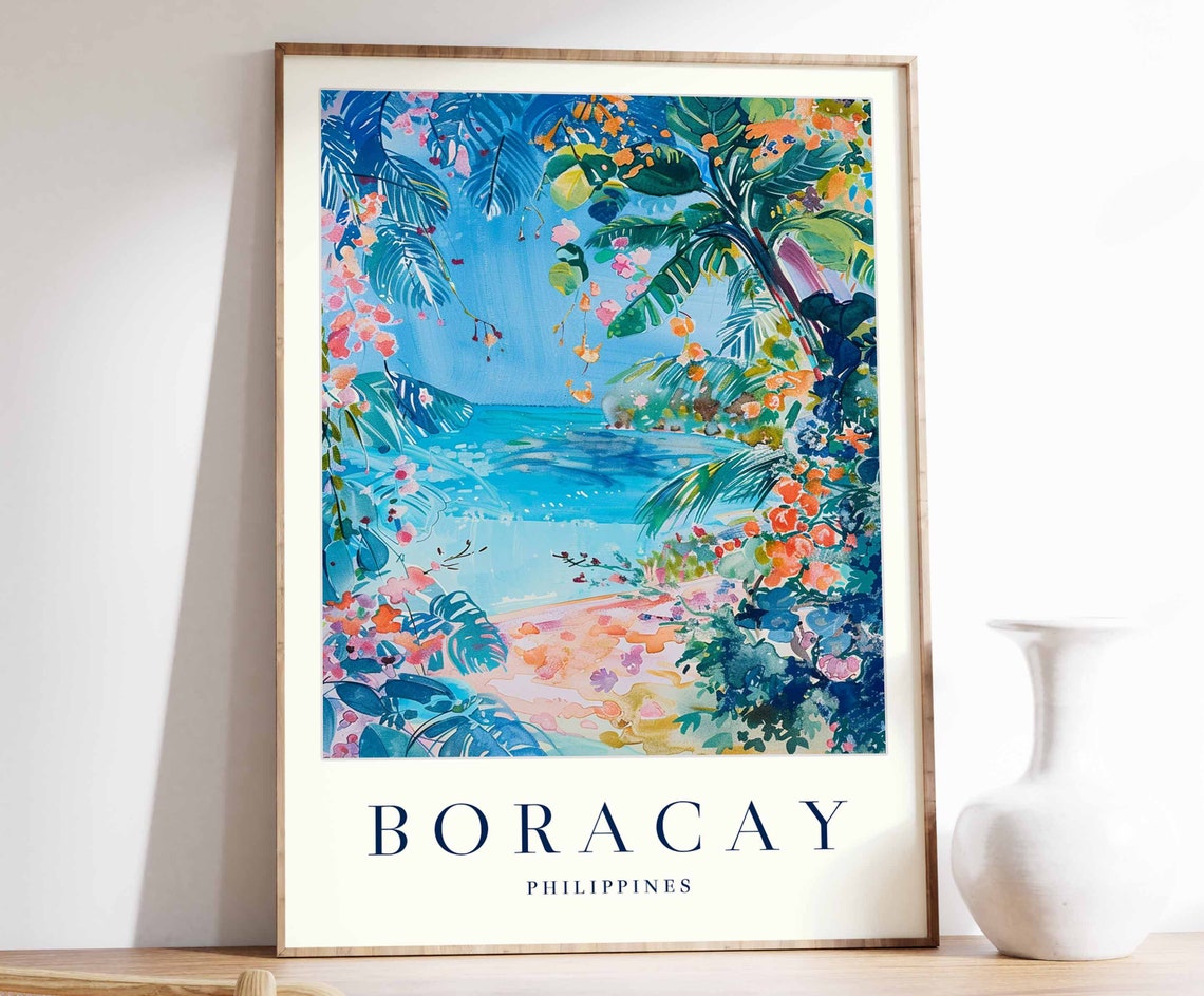 Boracay Poster Boracay Travel Print Philippines Wall Art Filipino Travel Print Tropical Decor Sea Print Boracay Travel Poster