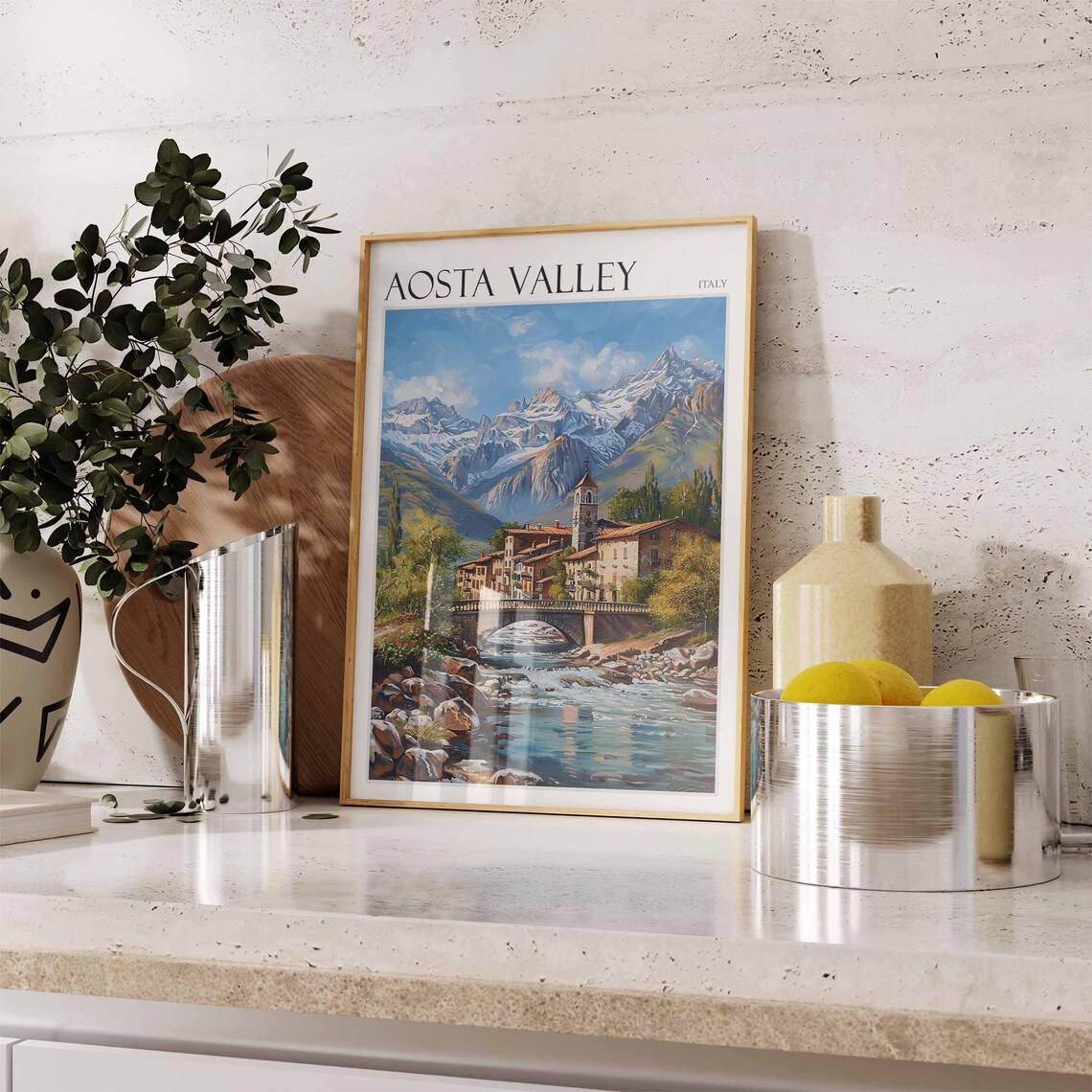 Aosta Valley Poster Italian Alps Print Mountain Wall Art Ski Decor Italy Poster Alpine Art Winter Art European Art Aosta Valley Art - Image 2