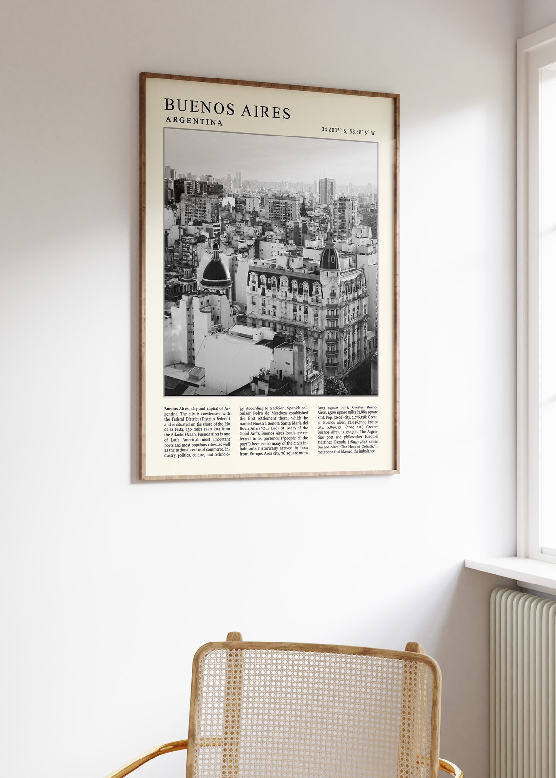 Buenos Aires Argentina Photo Poster City Skyline And Coordinates Art - Image 2