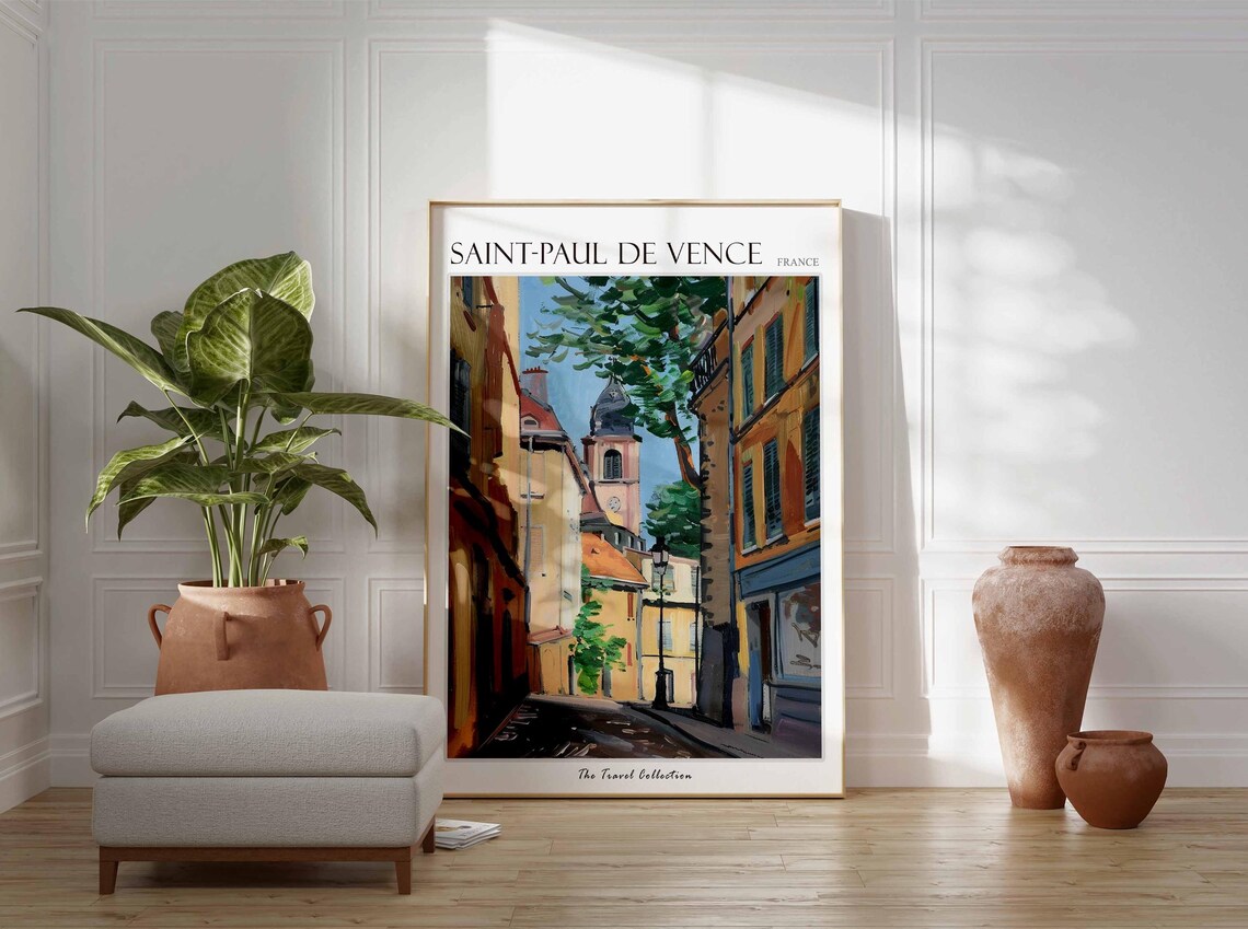 Saint Paul De Vence France Old Street Church Painting Travel Poster - Image 3