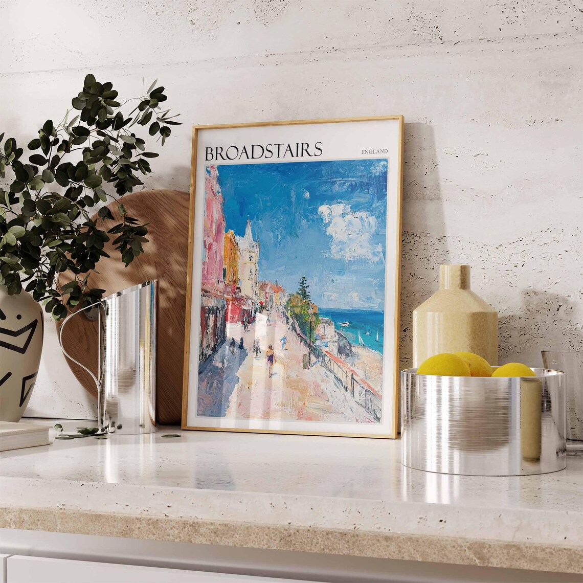 Broadstairs Kent Seafront Promenade Impressionist Oil Painting Travel Poster - Image 2