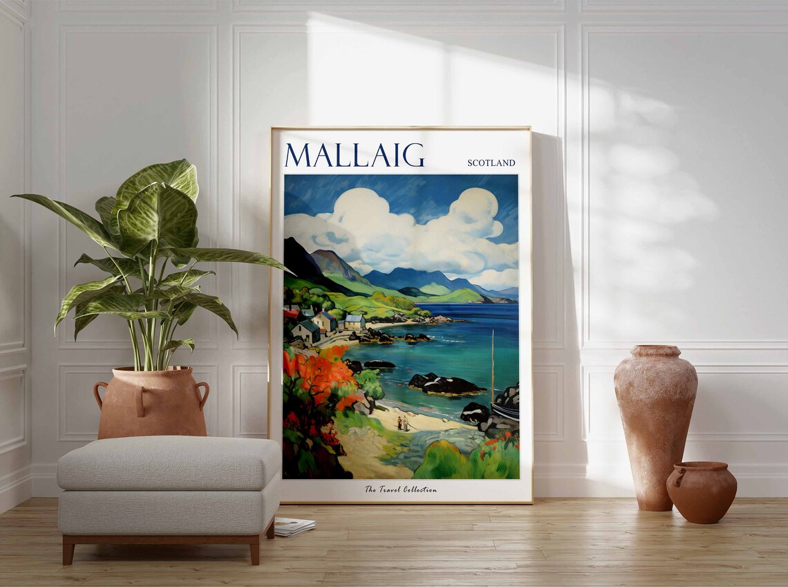 Mallaig Scotland Fauvist Fishing Village Beneath Mountains Poster - Image 3