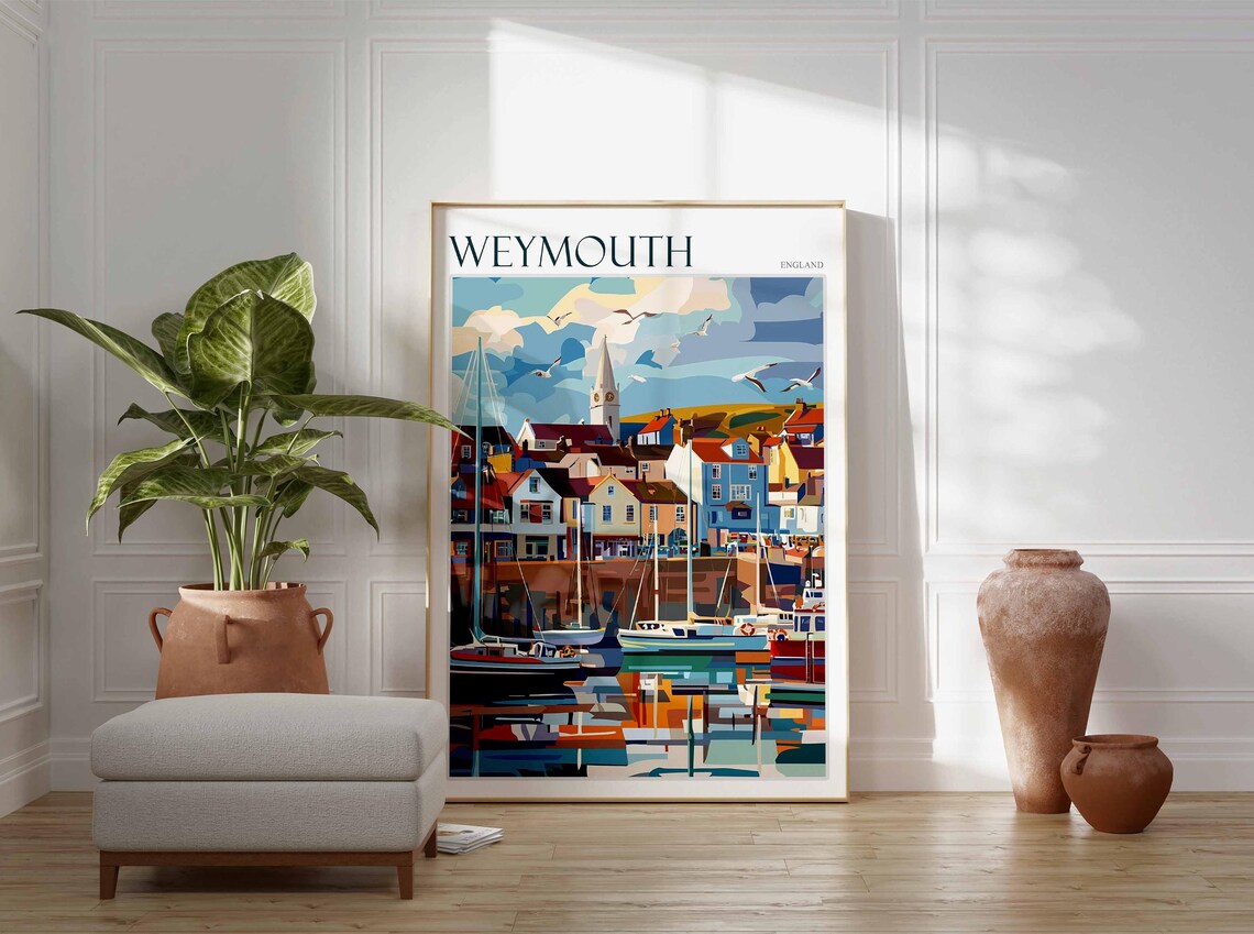 Weymouth Poster Dorset Poster Uk Travel Poster Coastal Wall Art Uk Home Decor Weymouth Travel Print Weymouth Wall Decor Dorset Print - Image 3