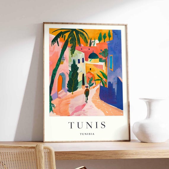 Tunis Poster Tunisia Travel Print Tunisian Capital Wall Art North Africa Decor Medina