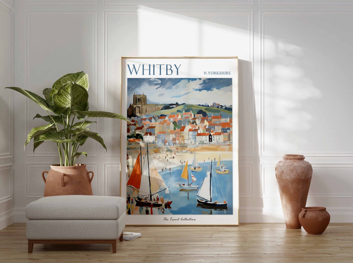 Whitby North Yorkshire Harbor Sailboats Travel Collection Poster - Image 3