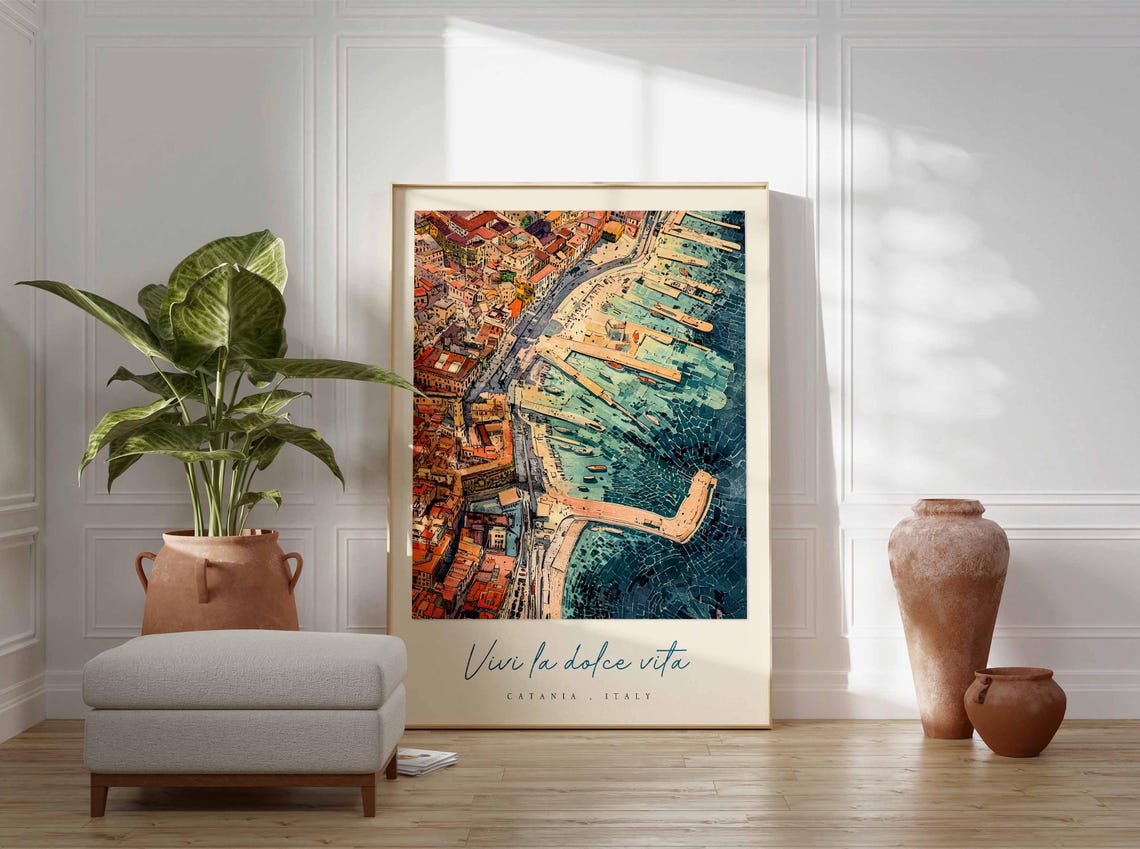 Catania Poster Catania Travel Print Catania Travel Art Catania Wall Art Italy Art Italy Travel Decor Italian Travel Gift - Image 3