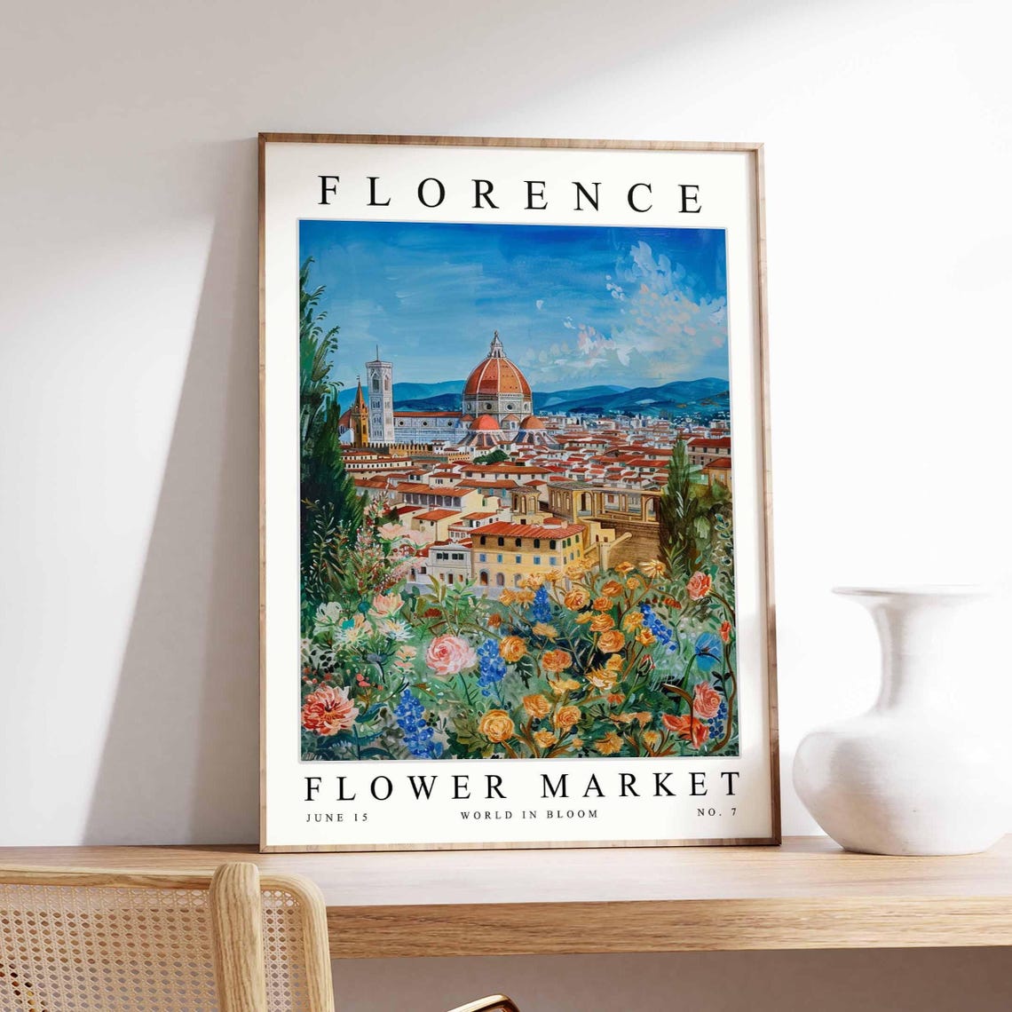 Florence Flower Market Italian Dome Wildflower Meadow Poster