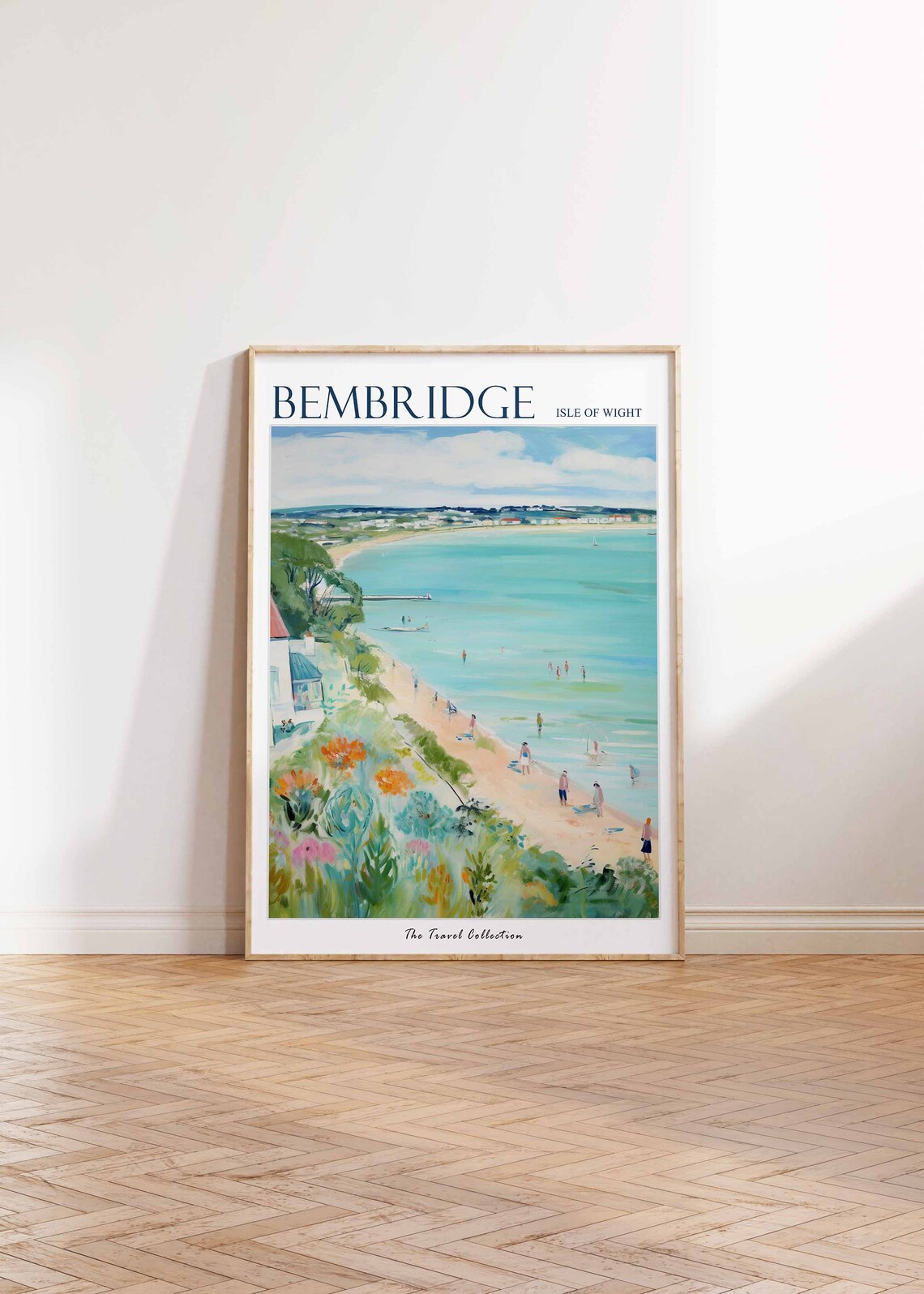 Bembridge Isle of Wight Sandy Beach Swimmers Watercolor Travel Poster - Image 3