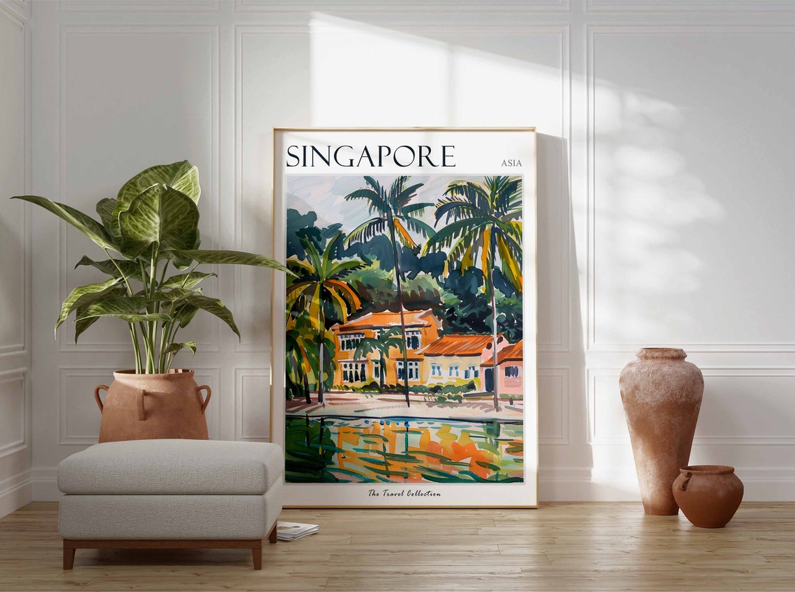 Singapore Poster Singapore Travel Print Tropical Decor City Wall Art Singaporean Decor Asia Travel Print Singapore Gift - Image 3