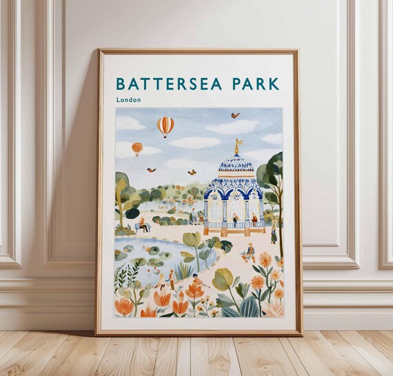 Battersea Park Poster Vintage London Travel Print