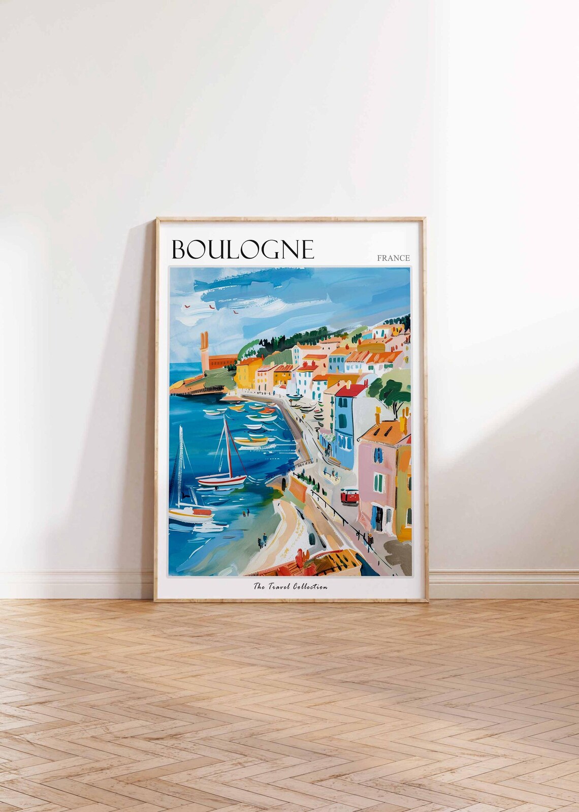 Boulogne France Colorful Harbor Sailboats Seaside Town Travel Poster - Image 2